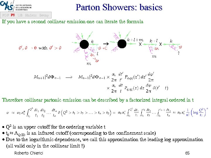 Parton Showers: basics PDF PS UE Hadron Decay If you have a second collinear