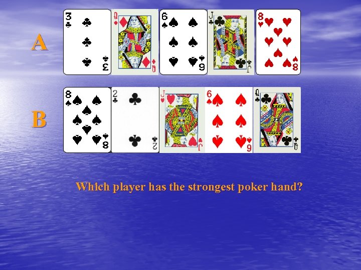A B Which player has the strongest poker hand? 
