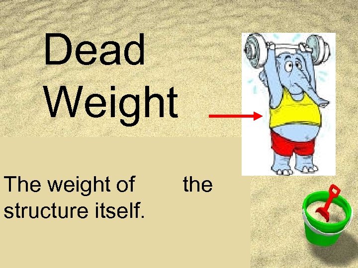 Dead Weight The weight of structure itself. the 