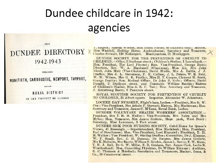 Dundee childcare in 1942: agencies 