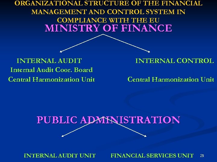 ORGANIZATIONAL STRUCTURE OF THE FINANCIAL MANAGEMENT AND CONTROL SYSTEM IN COMPLIANCE WITH THE EU