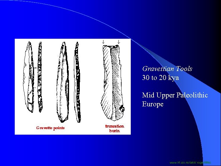 Gravettian Tools 30 to 20 kya Mid Upper Paleolithic Europe www. hf. uio. no/iakk/