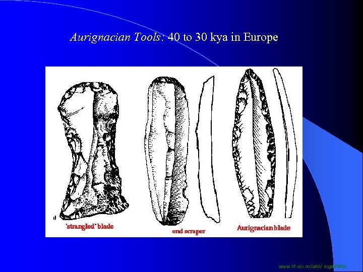 Aurignacian Tools: 40 to 30 kya in Europe www. hf. uio. no/iakk/ roger/lithic 