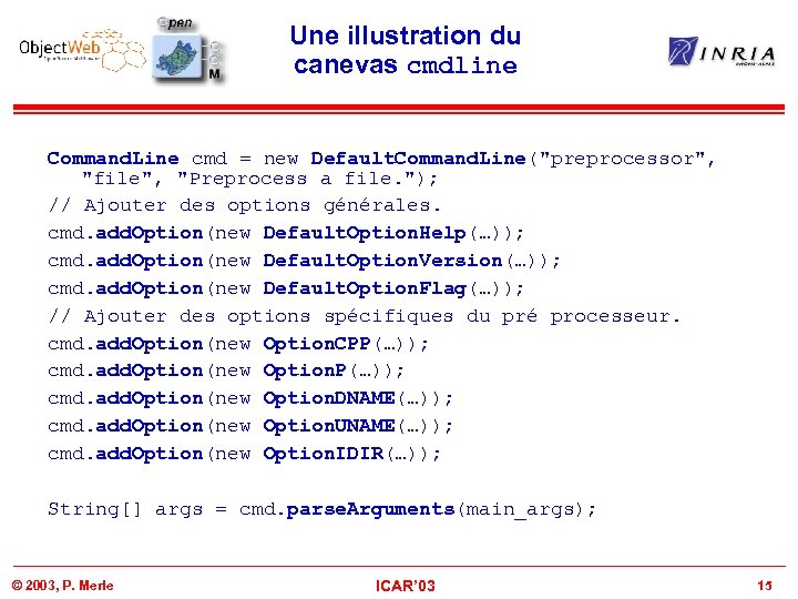 Une illustration du canevas cmdline Command. Line cmd = new Default. Command. Line(