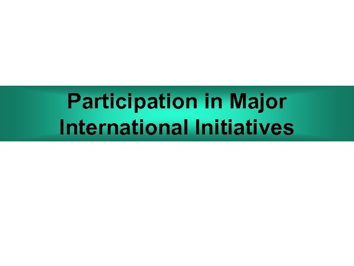 Participation in Major International Initiatives 