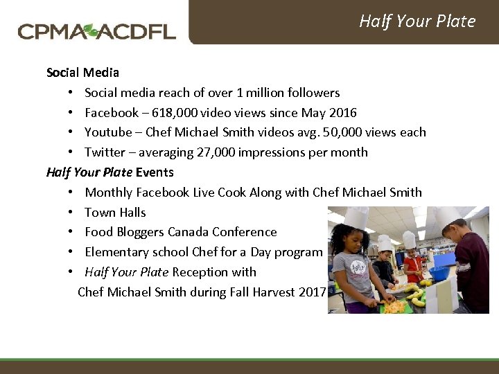 Half Your Plate Social Media • Social media reach of over 1 million followers