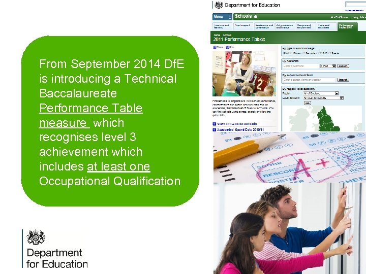 From September 2014 Df. E is introducing a Technical Baccalaureate Performance Table measure which