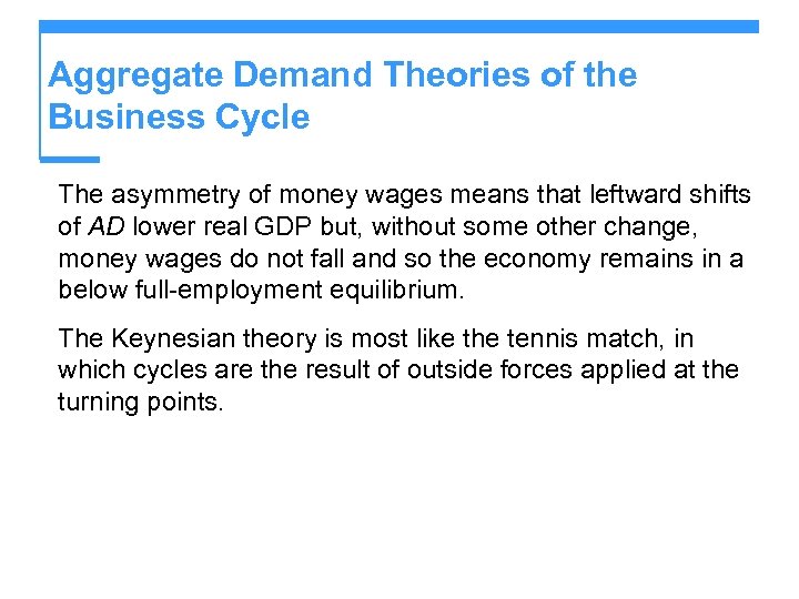 Aggregate Demand Theories of the Business Cycle The asymmetry of money wages means that