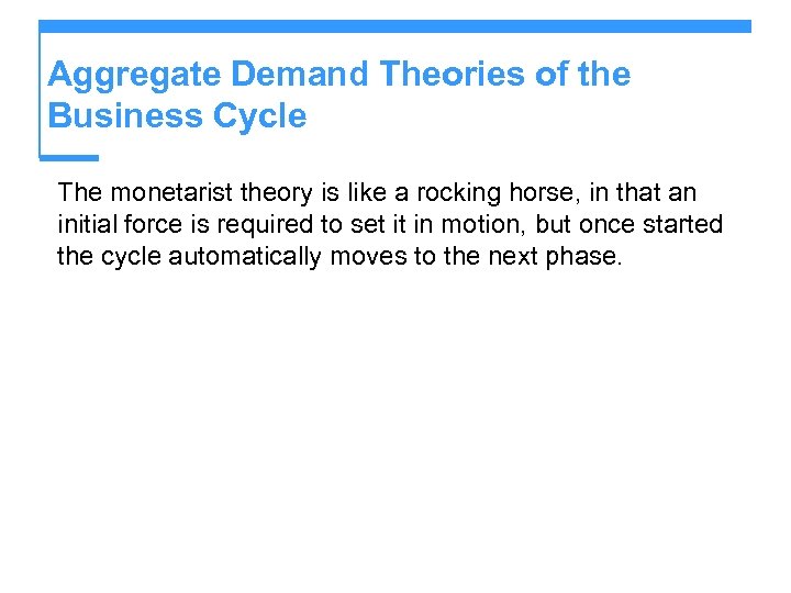 Aggregate Demand Theories of the Business Cycle The monetarist theory is like a rocking