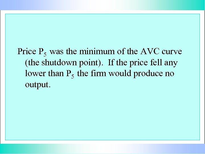 Price P 5 was the minimum of the AVC curve (the shutdown point). If