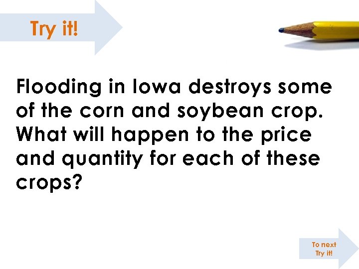 Try it! Flooding in Iowa destroys some of the corn and soybean crop. What
