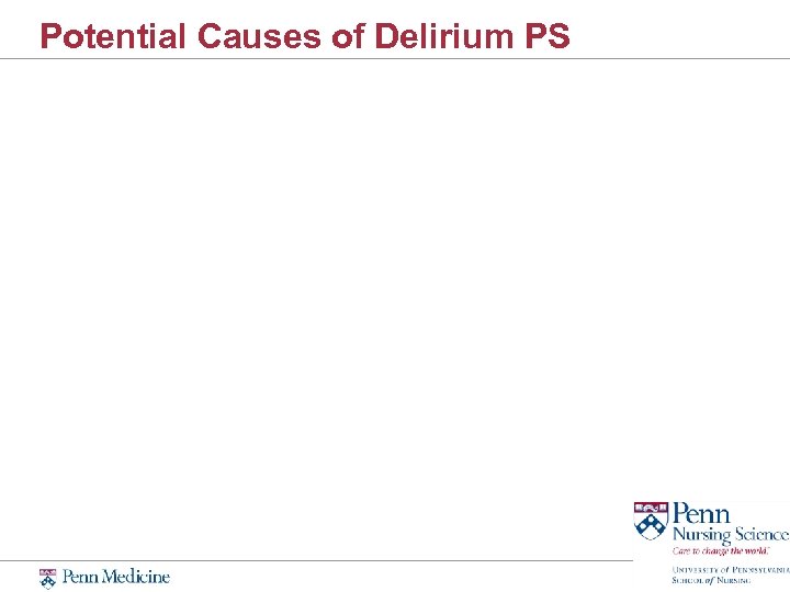 Potential Causes of Delirium PS 