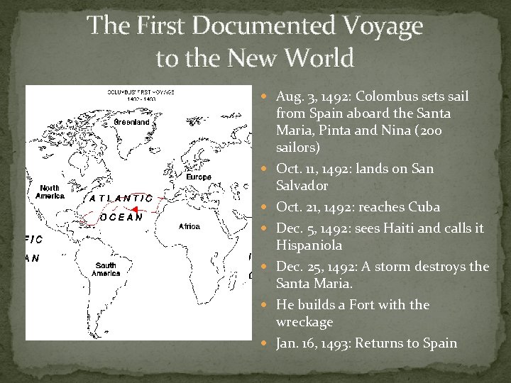 The First Documented Voyage to the New World Aug. 3, 1492: Colombus sets sail