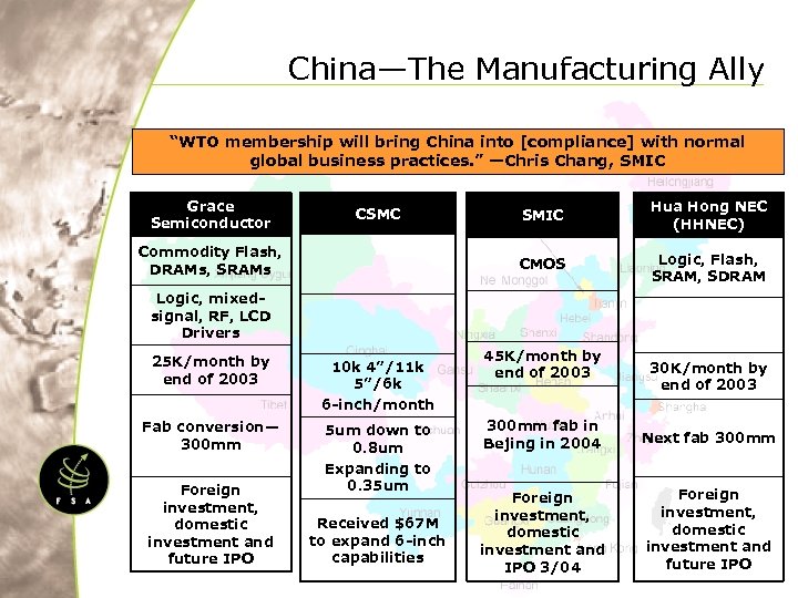 China—The Manufacturing Ally “WTO membership will bring China into [compliance] with normal global business