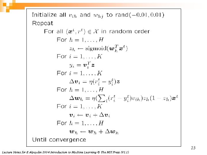 13 Lecture Notes for E Alpaydın 2004 Introduction to Machine Learning © The MIT