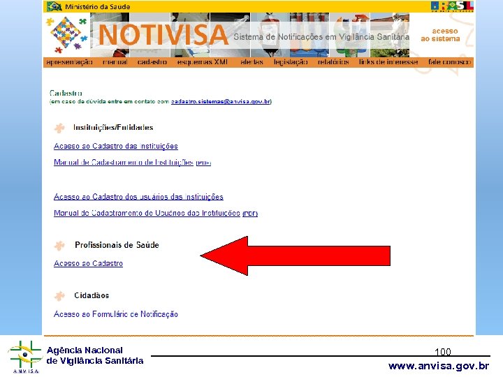 Agência Nacional de Vigilância Sanitária 100 www. anvisa. gov. br 