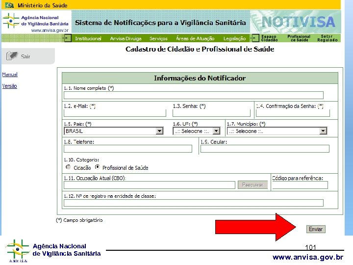 Agência Nacional de Vigilância Sanitária 101 www. anvisa. gov. br 
