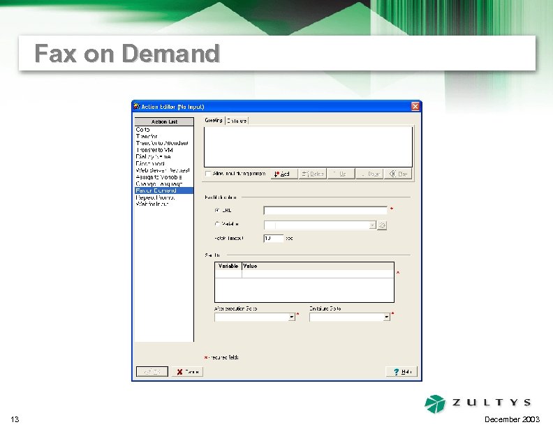 Fax on Demand 13 December 2003 