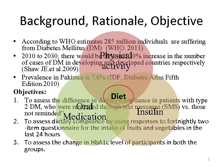 Background, Rationale, Objective • According to WHO estimates 285 million individuals are suffering from