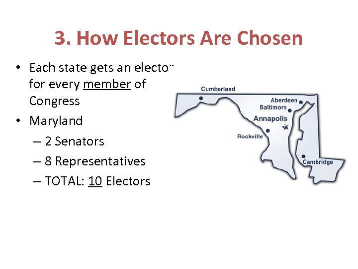 3. How Electors Are Chosen • Each state gets an elector for every member