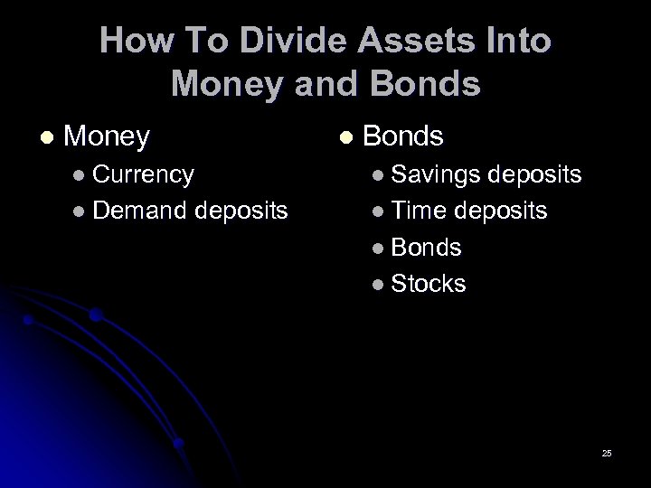 How To Divide Assets Into Money and Bonds l Money l l Currency l