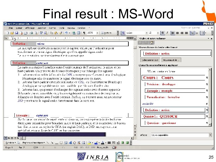 Final result : MS-Word 25 