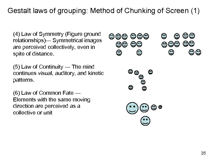 Gestalt laws of grouping: Method of Chunking of Screen (1) (4) Law of Symmetry