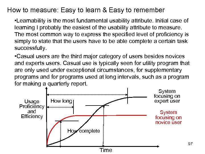 How to measure: Easy to learn & Easy to remember • Learnability is the