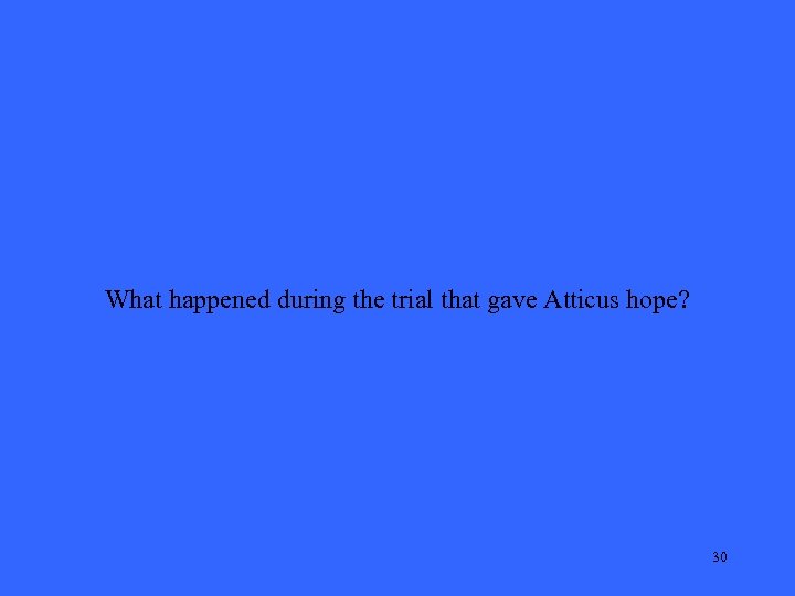 What happened during the trial that gave Atticus hope? 30 