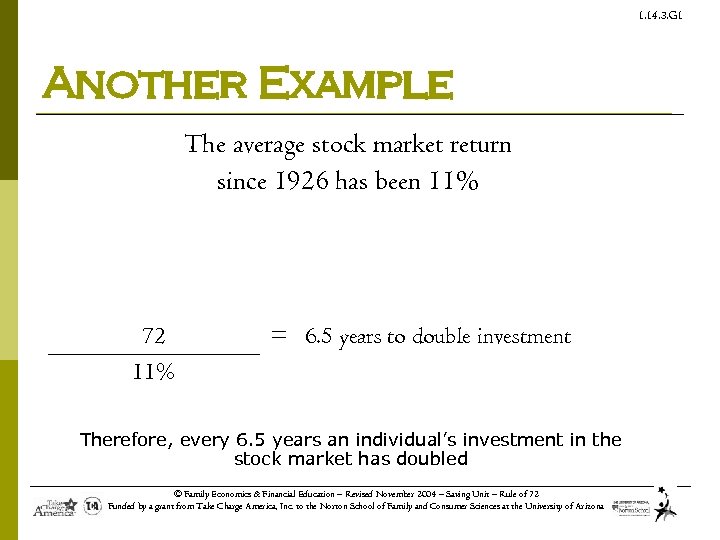 1. 14. 3. G 1 Another Example The average stock market return since 1926