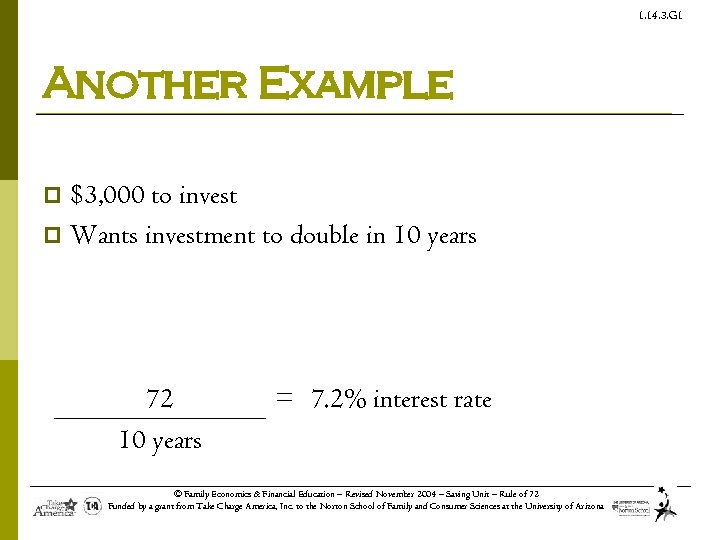 1. 14. 3. G 1 Another Example $3, 000 to invest p Wants investment