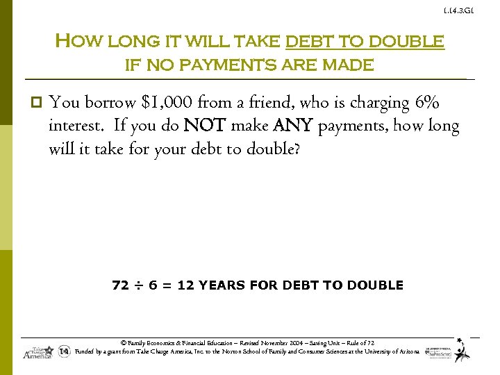 1. 14. 3. G 1 How long it will take debt to double if