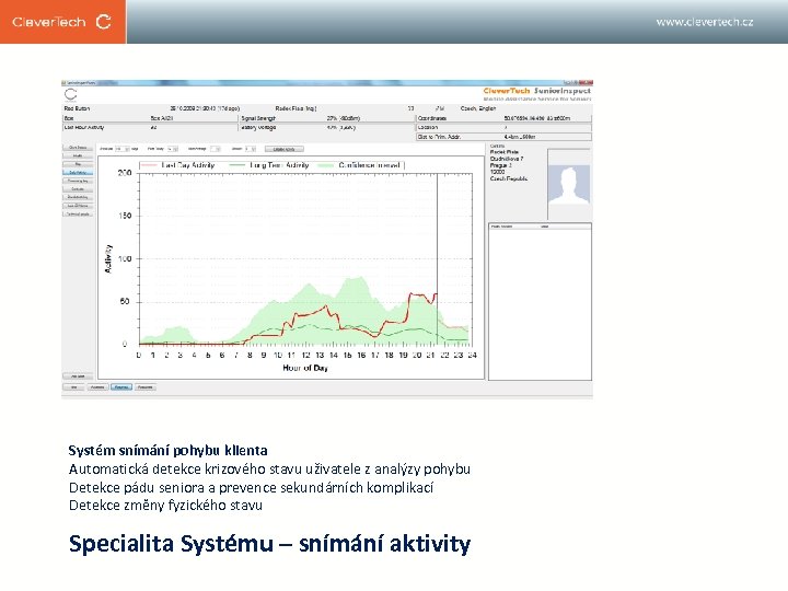 Systém snímání pohybu klienta Automatická detekce krizového stavu uživatele z analýzy pohybu Detekce pádu