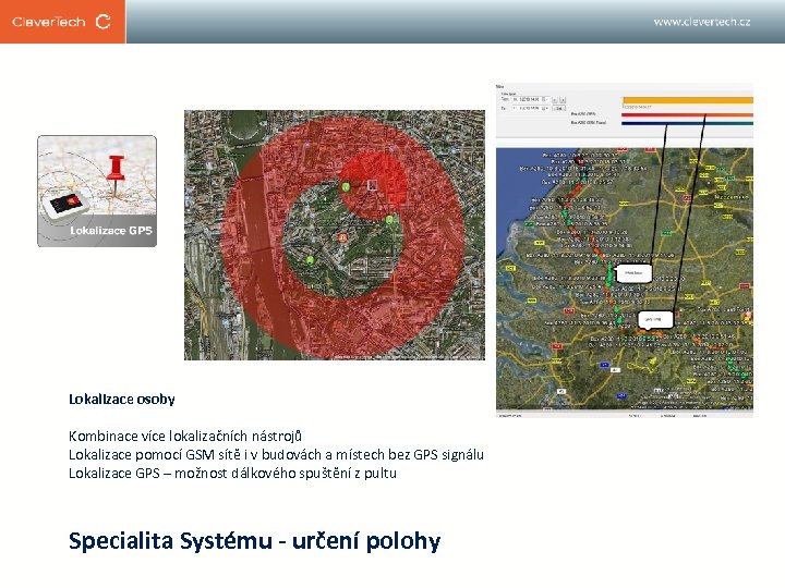 Lokalizace osoby Kombinace více lokalizačních nástrojů Lokalizace pomocí GSM sítě i v budovách a