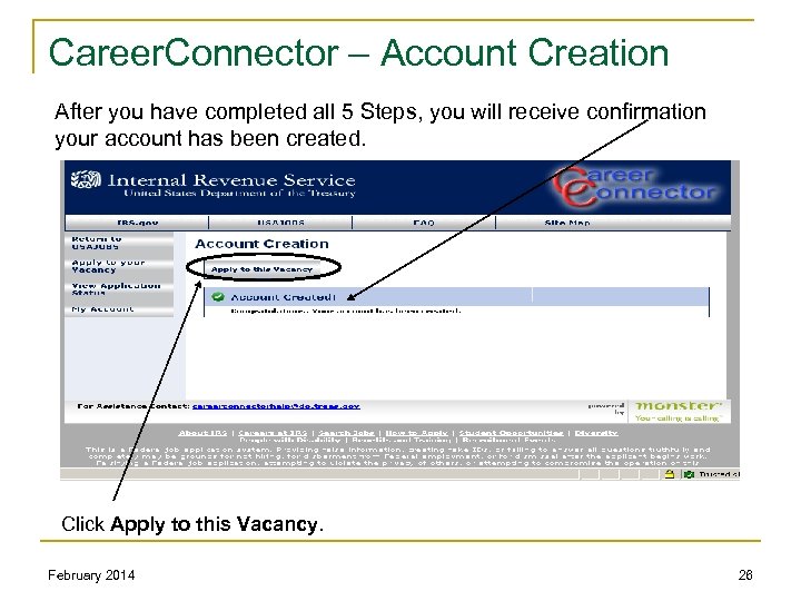 Career. Connector – Account Creation After you have completed all 5 Steps, you will