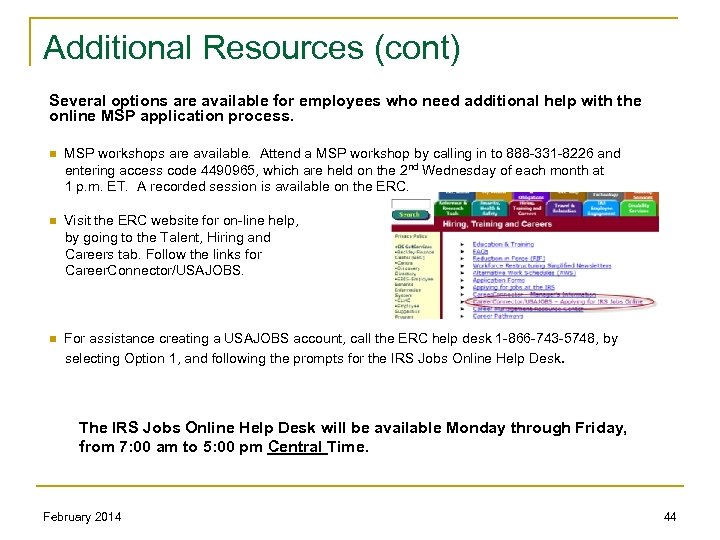 Usajobs Career Connector Applicant User Guide February 2014 Prepared