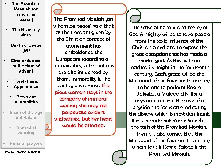  • The Promised Messiah (on whom be peace) • The Heavenly signs •