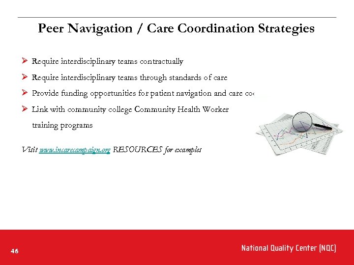 Peer Navigation / Care Coordination Strategies Ø Require interdisciplinary teams contractually Ø Require interdisciplinary