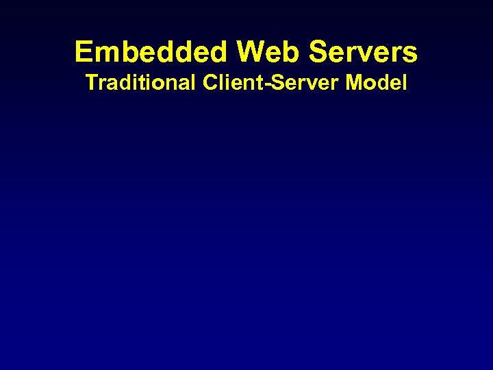 Embedded Web Servers Traditional Client-Server Model 