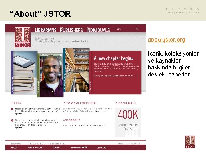“About” JSTOR about. jstor. org İçerik, koleksiyonlar ve kaynaklar hakkında bilgiler, destek, haberler 