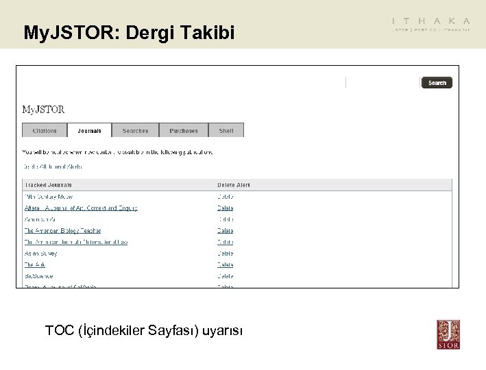 My. JSTOR: Dergi Takibi TOC (İçindekiler Sayfası) uyarısı 