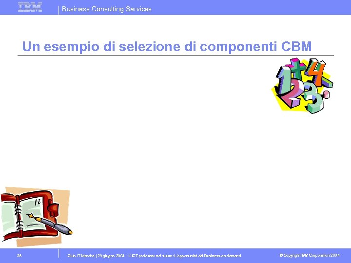 Business Consulting Services Un esempio di selezione di componenti CBM 36 Club IT Marche