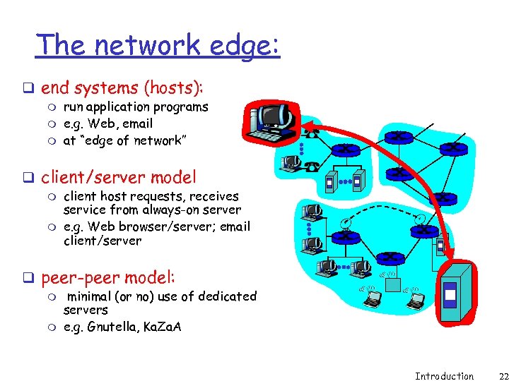 The network edge: q end systems (hosts): m m m run application programs e.