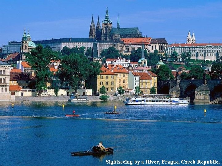 Sightseeing by a River, Prague, Czech Republic. 