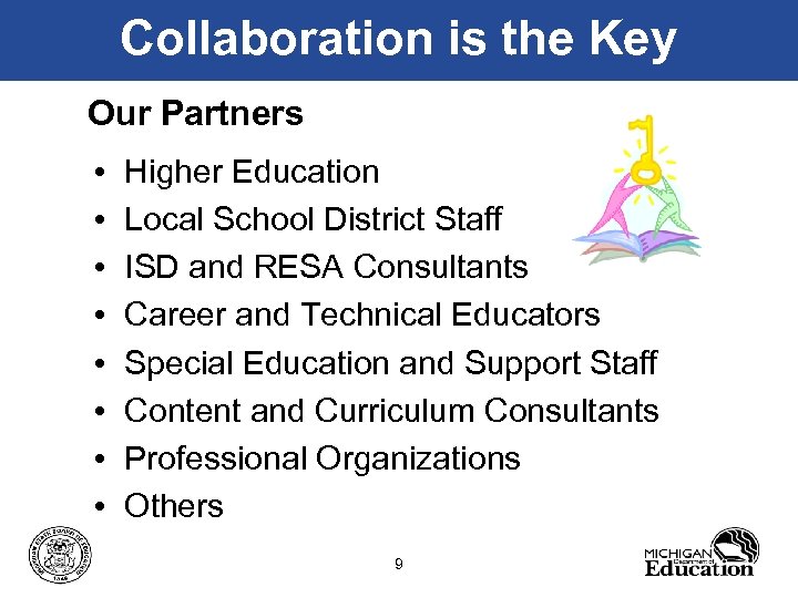 Collaboration is the Key Our Partners • • Higher Education Local School District Staff