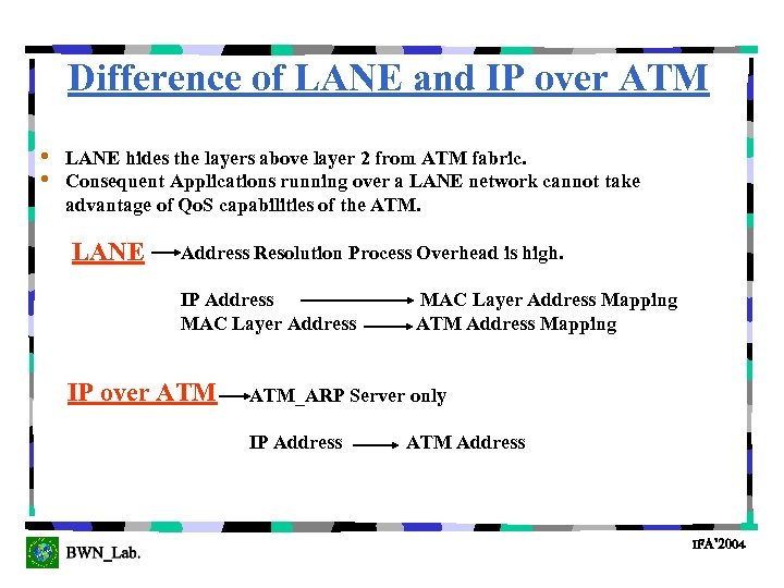 Difference of LANE and IP over ATM • • LANE hides the layers above