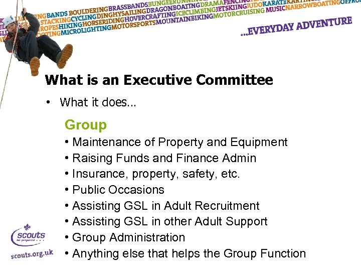 What is an Executive Committee • What it does… Group • Maintenance of Property