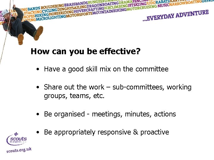 How can you be effective? • Have a good skill mix on the committee