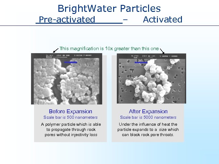 Bright. Water Particles Pre-activated – Activated This magnification is 10 x greater than this