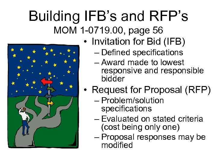Building IFB’s and RFP’s MOM 1 -0719. 00, page 56 • Invitation for Bid